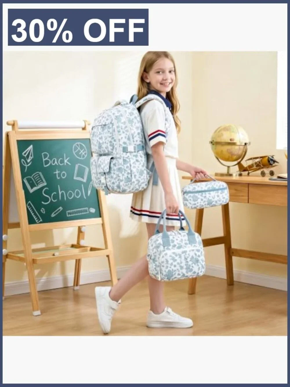 3-Piece Corduroy Backpack Set with Lunch Box & Pencil Case, Large Capacity,
